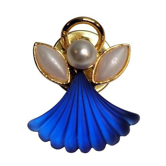 Jewelry - Small Vintage September Birthstone Pin Blue Sapphire Angel‎ USA Made Gift